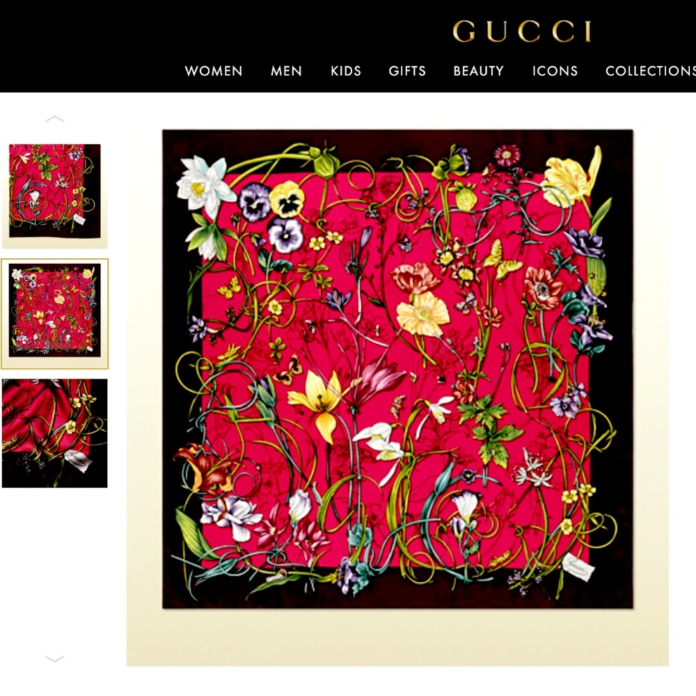 New Gucci Scarf Iconic Floral Print Silk Wrap with Gucci Gift Box - Picture 8 of 15